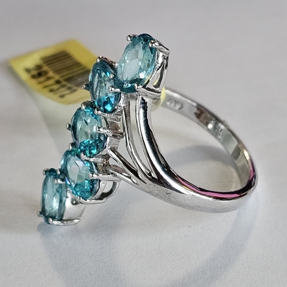 Genuine Paraiba Topaz in Platinum over Sterling Silver Sz 9! ✨️ NWT - Picture 7 of 13